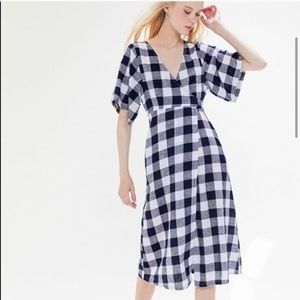UO Kayla Gingham Surplice Wrap Dress